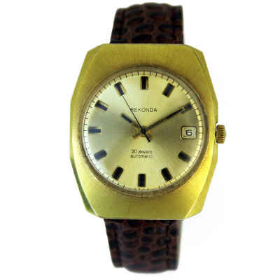Часы "SEKONDA" автомат экспортные 1975 года в крупном позолоченном  Au20 корпусе 