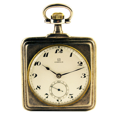 Pocket watch "OMEGA" silver square 